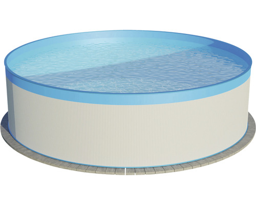 Opzetzwembad van staalwand Planet Pool rond Ø 350x90 cm zonder accessoires wit met blauwe overlapping