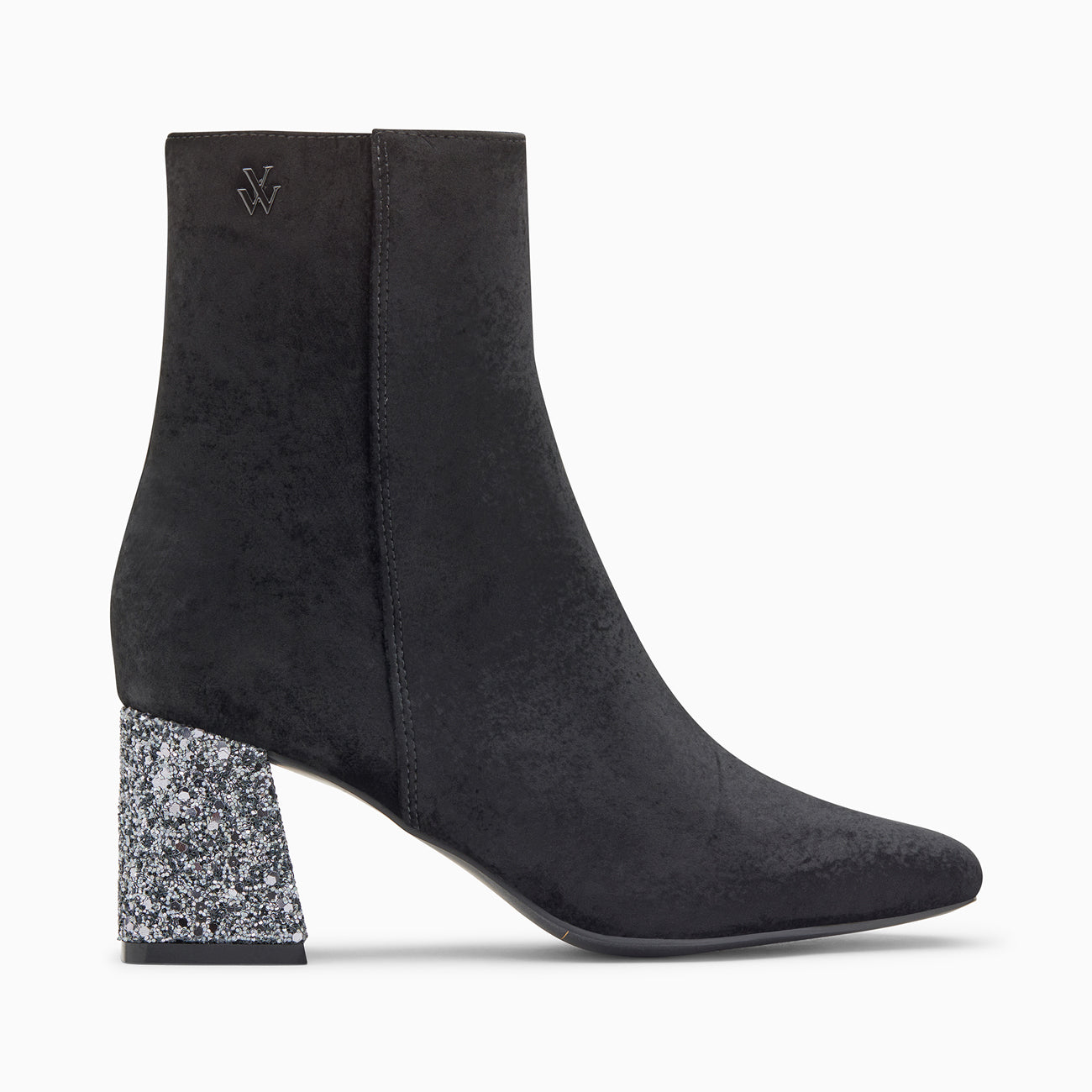 Bottines-Bottines New York noires à talon pailleté argent