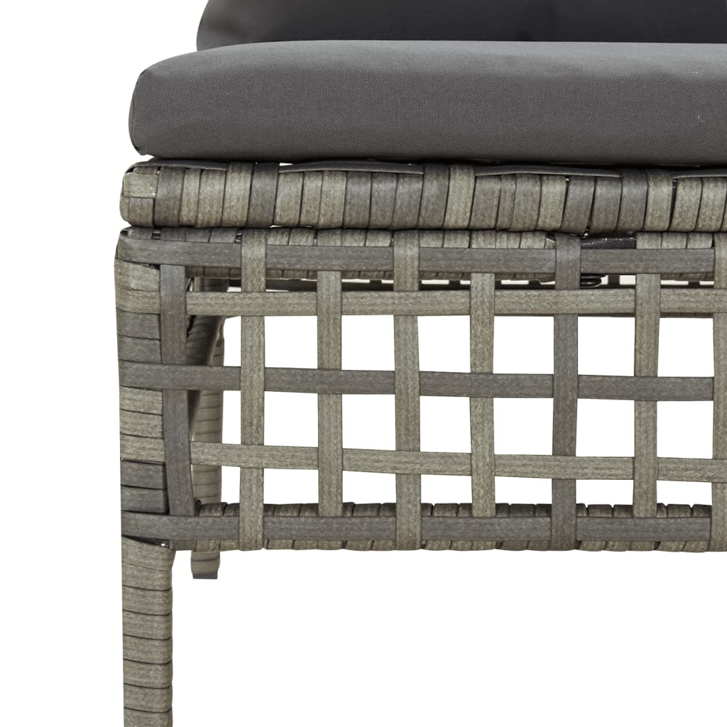 Salon de jardin meuble d'extérieur ensemble de mobilier 7 pièces avec coussins gris résine tressée