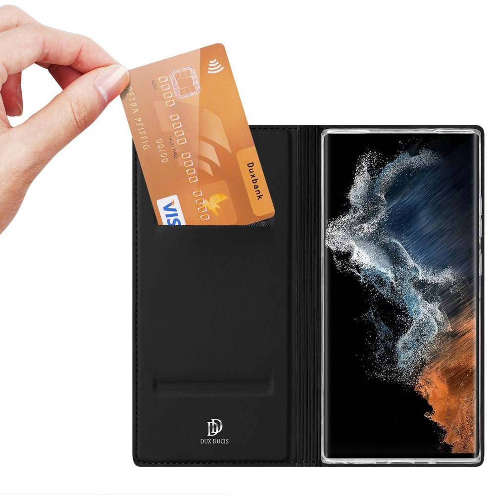 Samsung Galaxy S23 Ultra 5G Flip Wallet Cover Leder Tasche - Schwarz