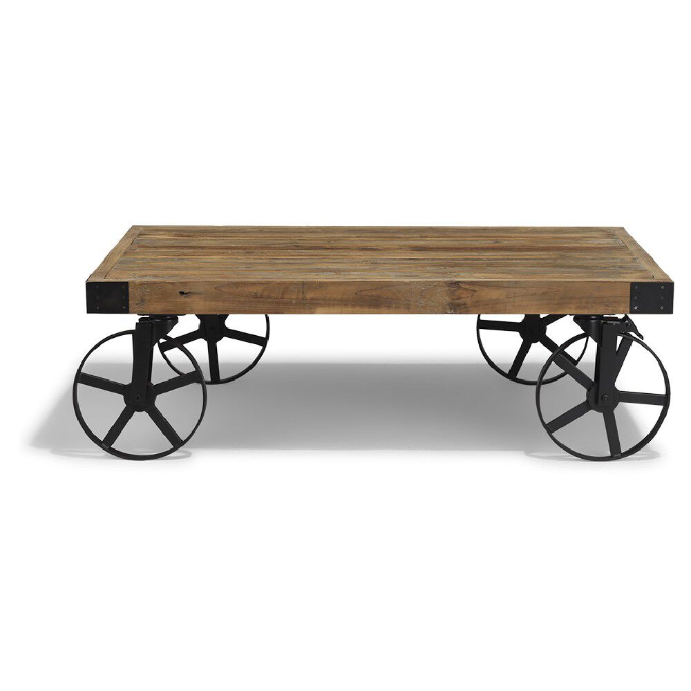 Table basse Saloon noire et bois vieilli
