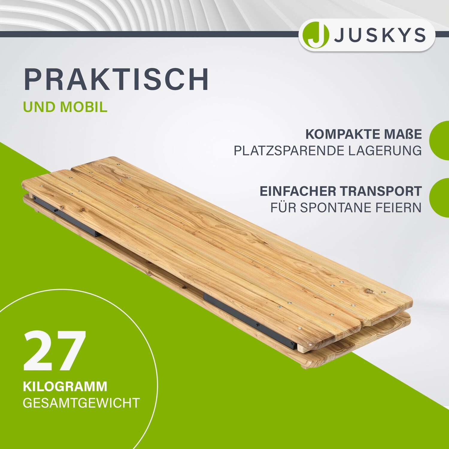 Juskys Bierzeltgarnitur Bichl 3-teilig klappbar - Gartenmöbel-Set aus 1 Biertisch + 2 Bierbänke