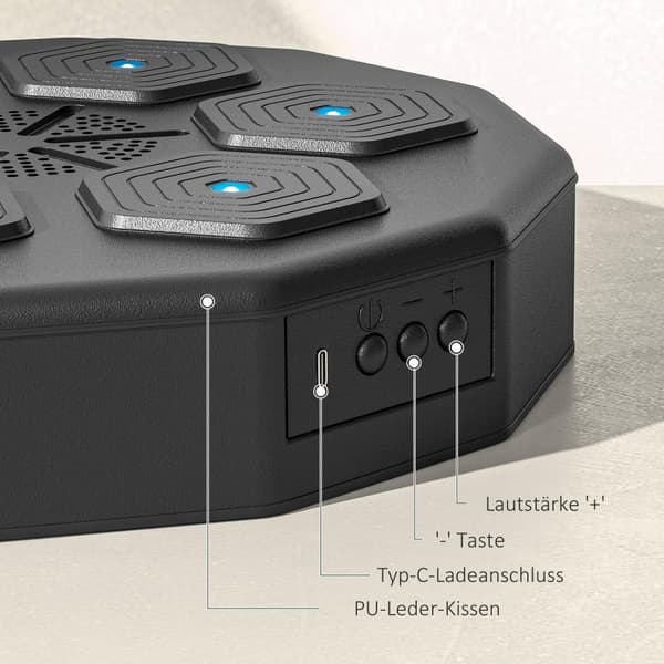 Musikkboksemaskin, elektronisk Bluetooth-boksemaskin med musikk, LED, veggmontert smartboksingmål for voksne, hjemmetrening