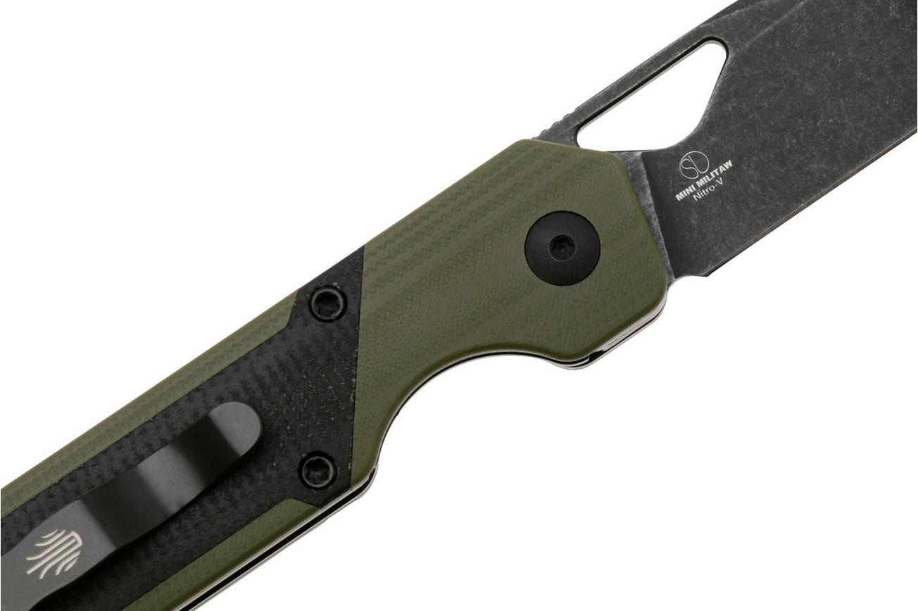 Kizer Vanguard Mini Militaw V3634SA5 Liner Lock, Blackwashed Nitro-V, Green G10, Black G10 Inlay, zakmes, Jonathan Styles design