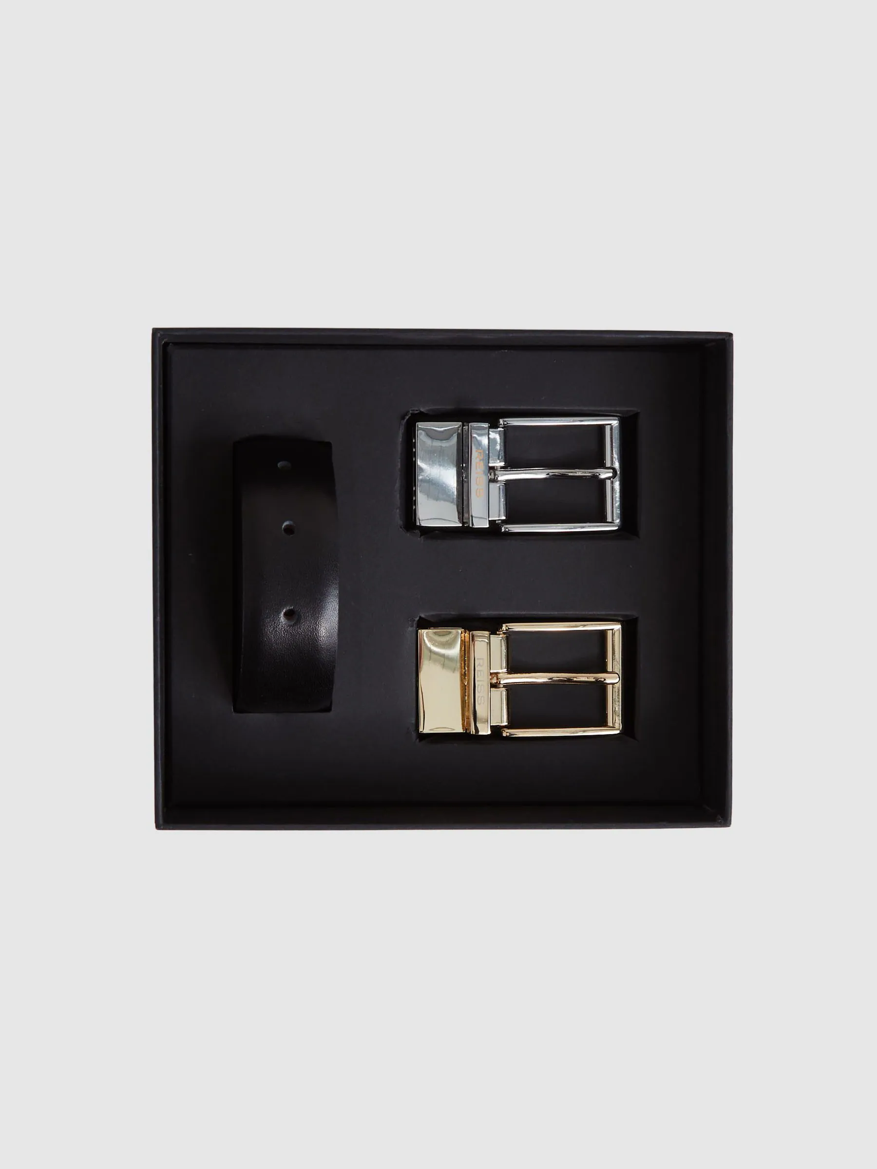 Reiss Reign Reversible Leather Belt with Interchangeable Buckle