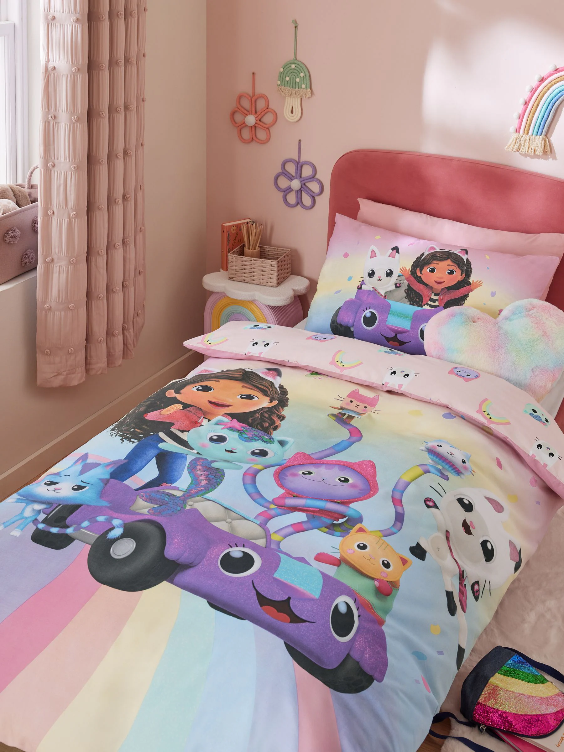 Gabby's Dollhouse - Regenboog - Set van dekbedovertrek en kussensloop