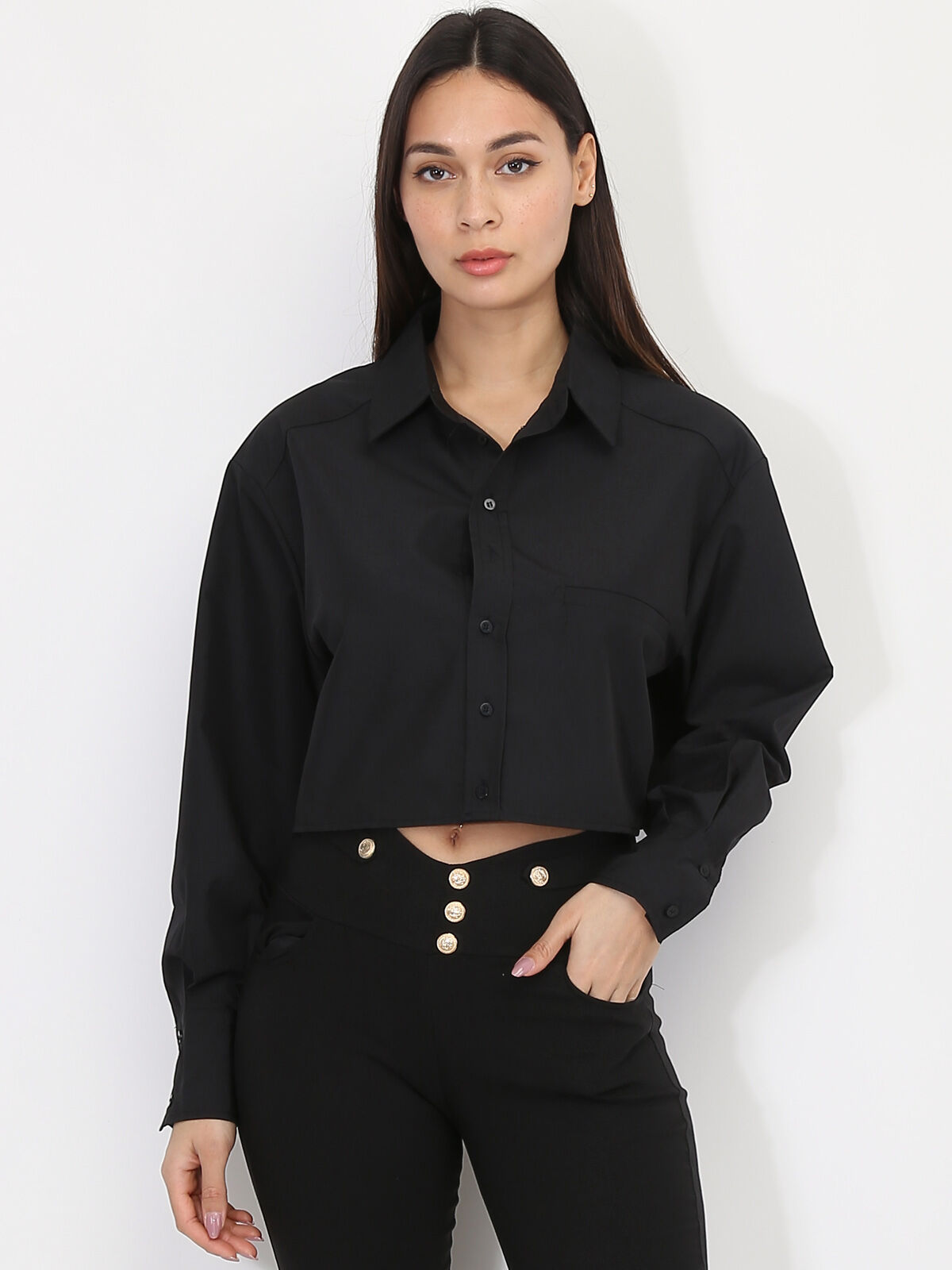 Chemise cropped et ample- Noir