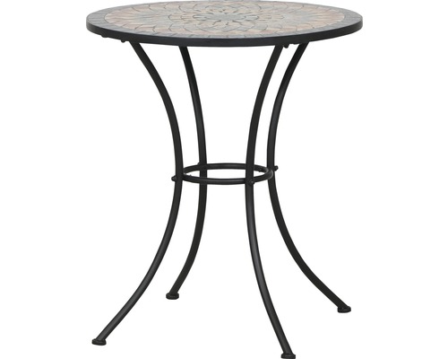 Siena Garden Prato balkontafel, steenmozaïeklook, Ø 60 H 69,5 cm, grijs