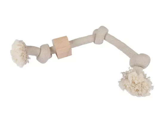 Jouet en corde et bois pour chien - Beige - L 48 cm