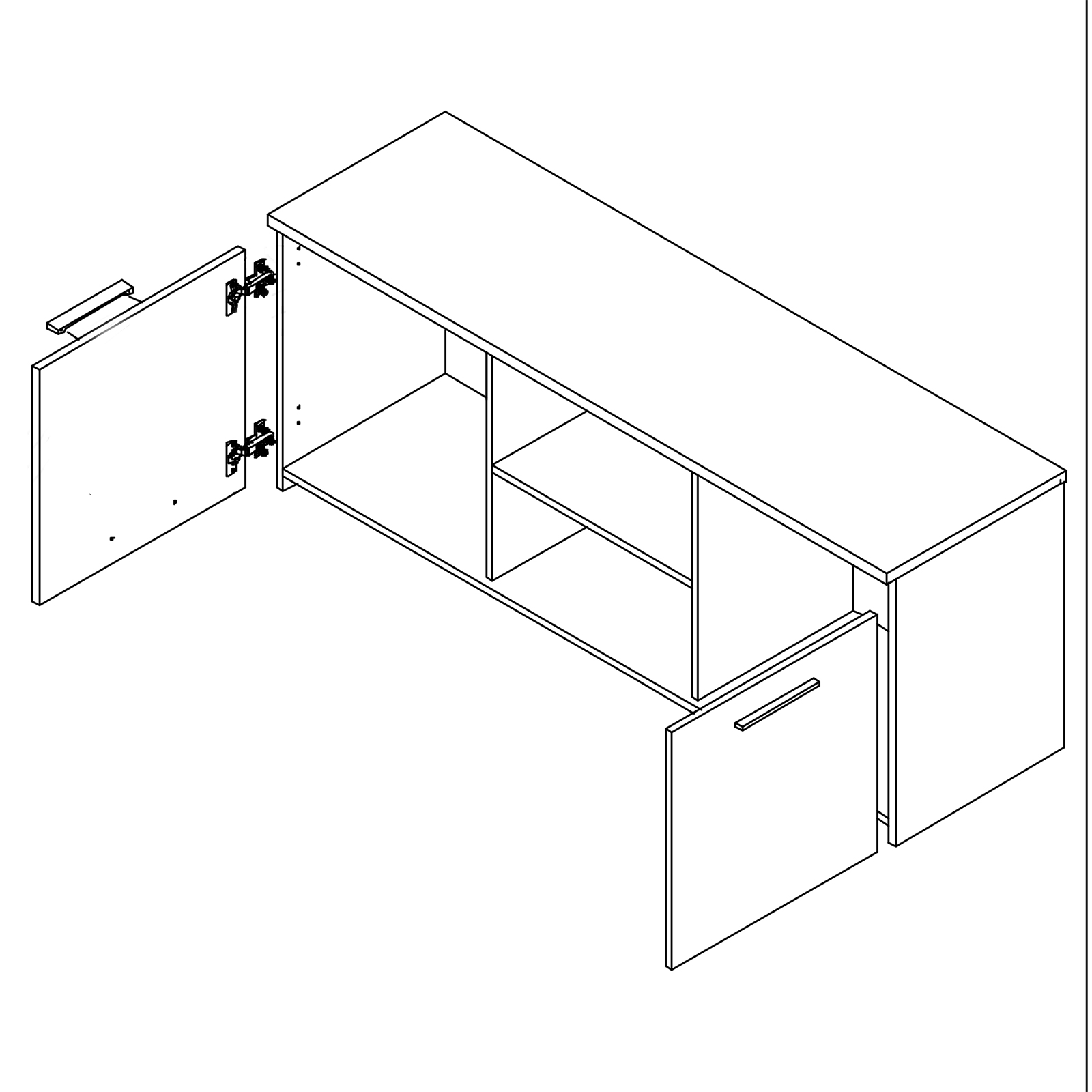TV-Unterschrank - Sonoma Eiche-weiß - 136 cm breit