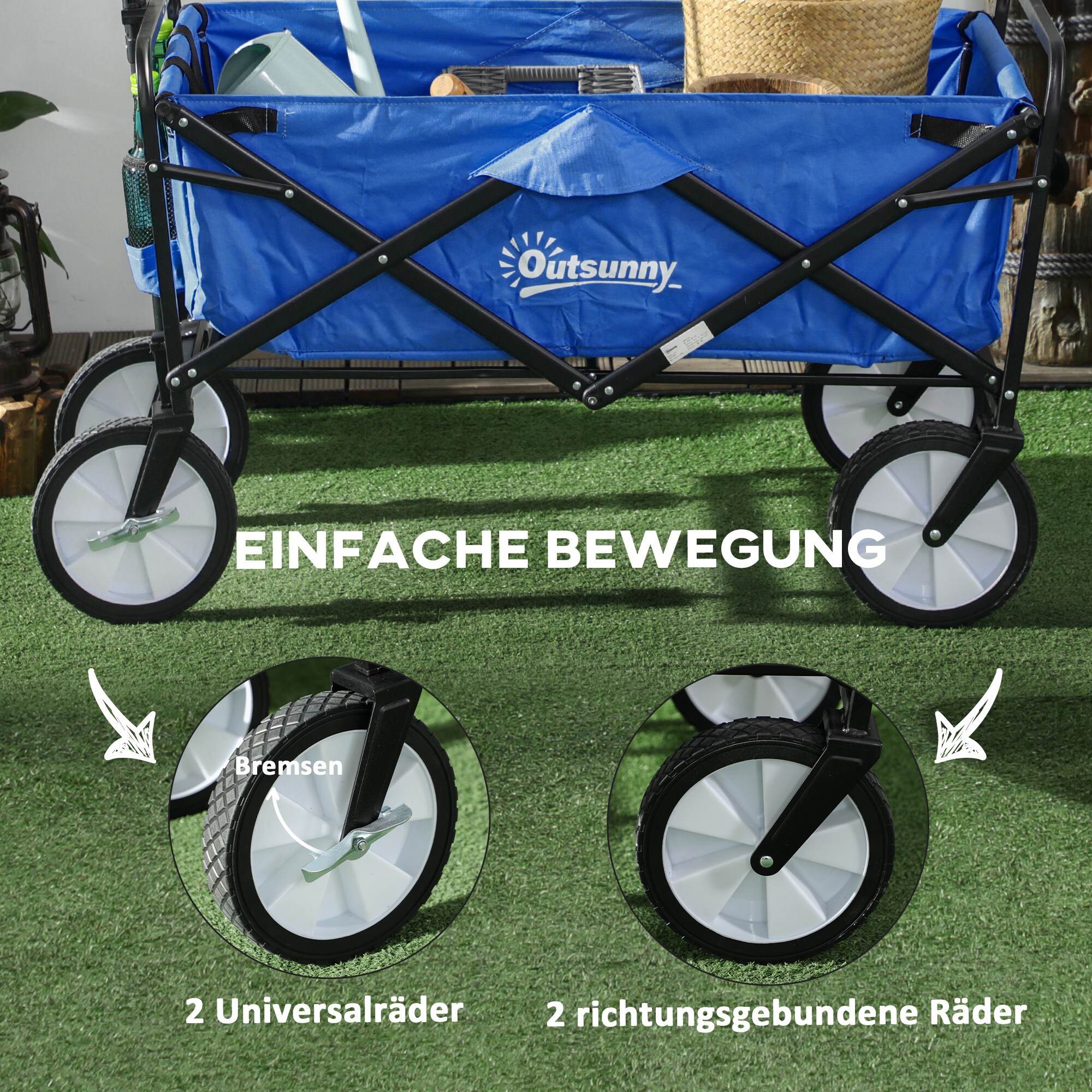 Outsunny Bollerwagen faltbar dunkelblau 107 x 51 x 91,5 cm (LxBxH)