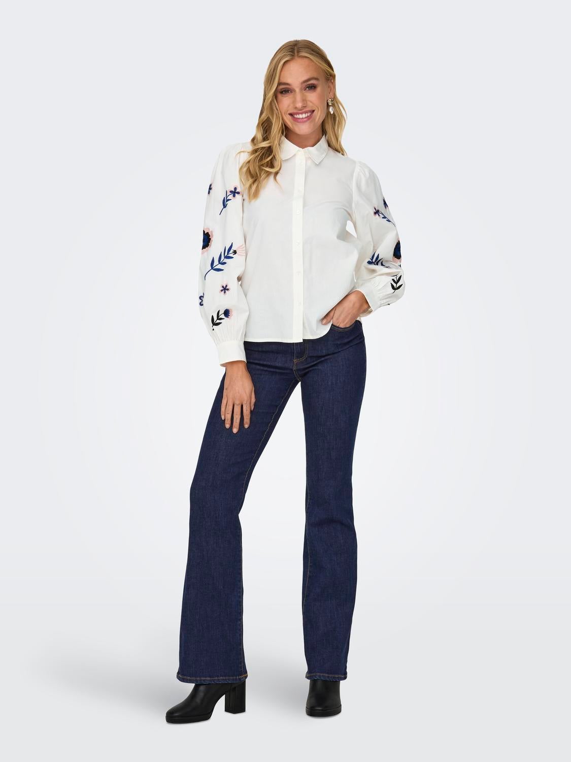 ONLWAUW Hohe Taille Ausgestellt Jeans Dark Blue Denim