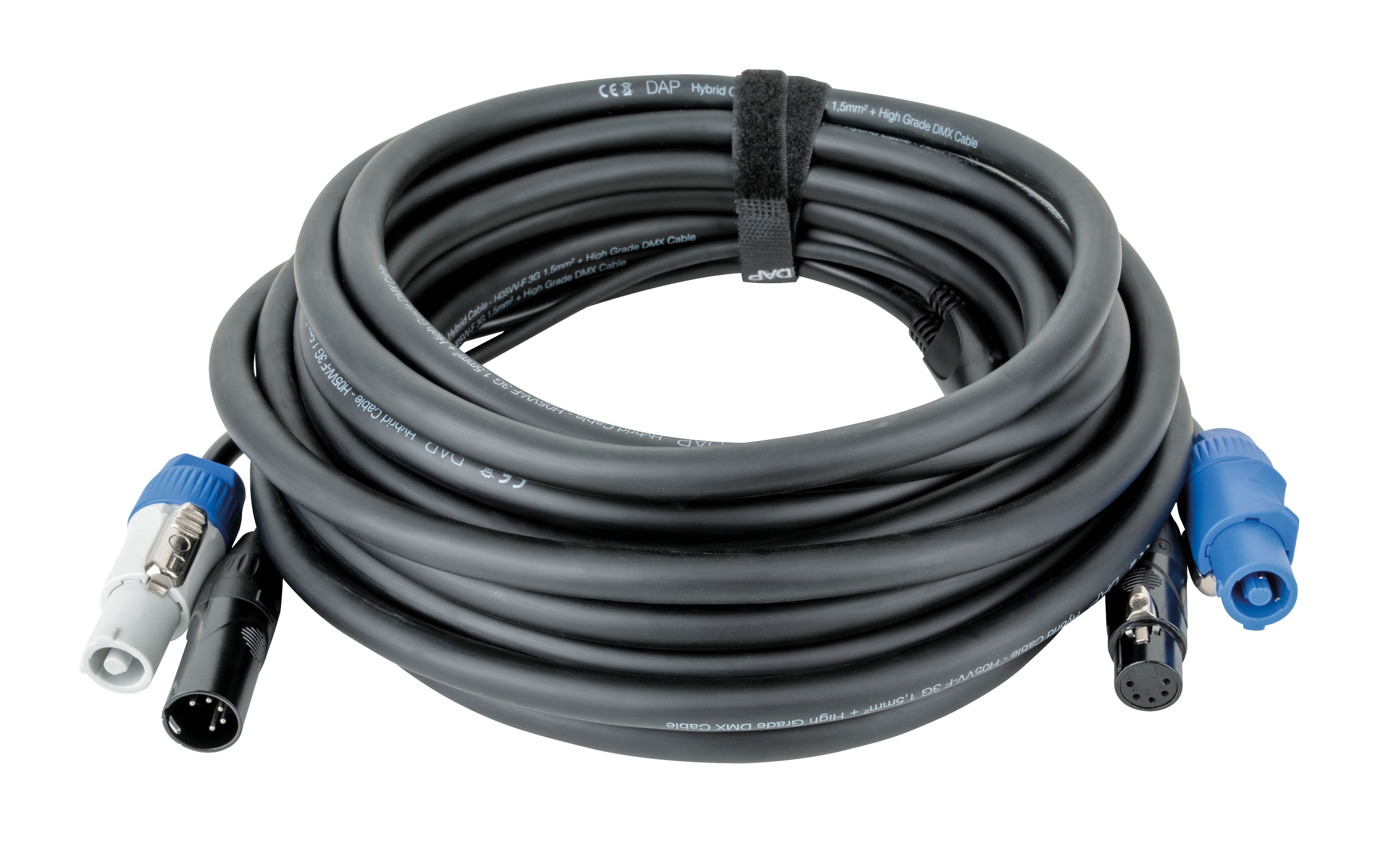 DAP FP21 Hybrid Cable 15 m DMX/stroomkabel Power Pro & 5-pins XLR