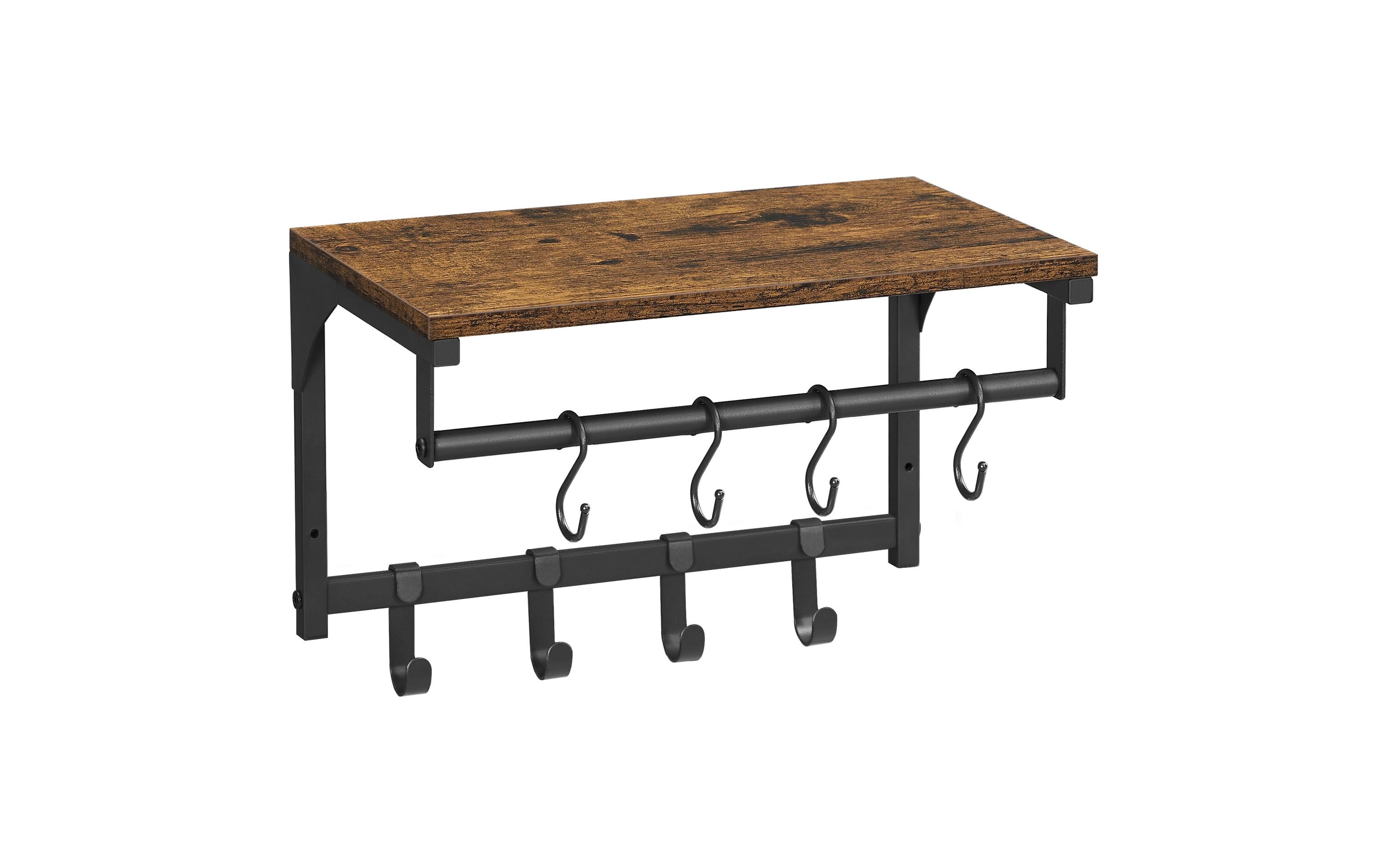 Wandgarderobe mit 8 Haken 40 x 24 cm, Braun/SchwarzWandgarderobe