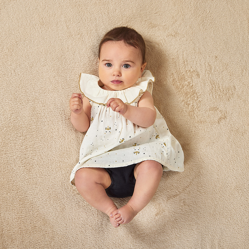 Ensemble 2 pièces avec robe imprimé licornes pour bébé fille