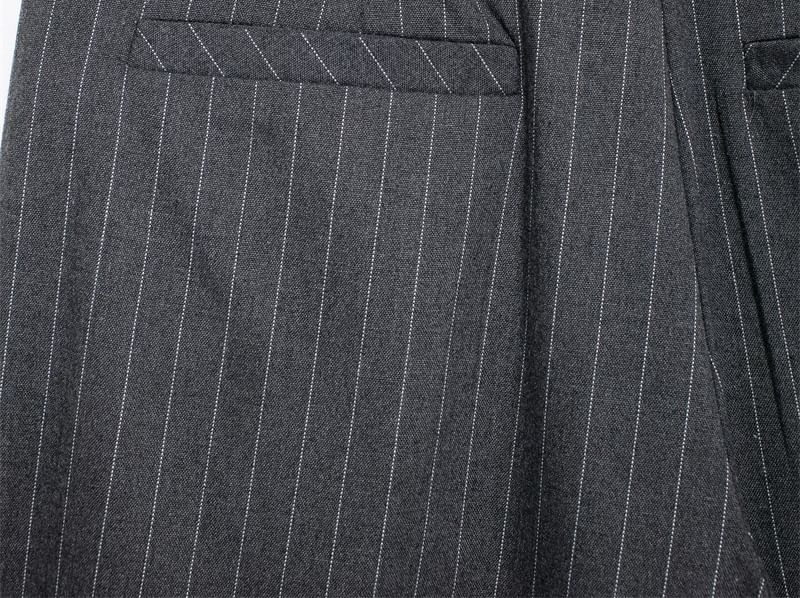 Bazer - Hoge taille krijtstreep nep tweedelige wijde broek