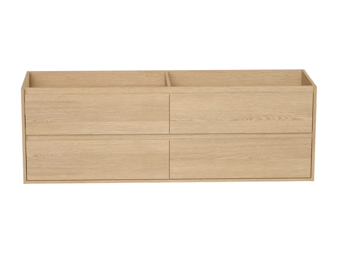 Meuble sous vasque suspendu - Placage chêne - 150 cm - MILIPAM