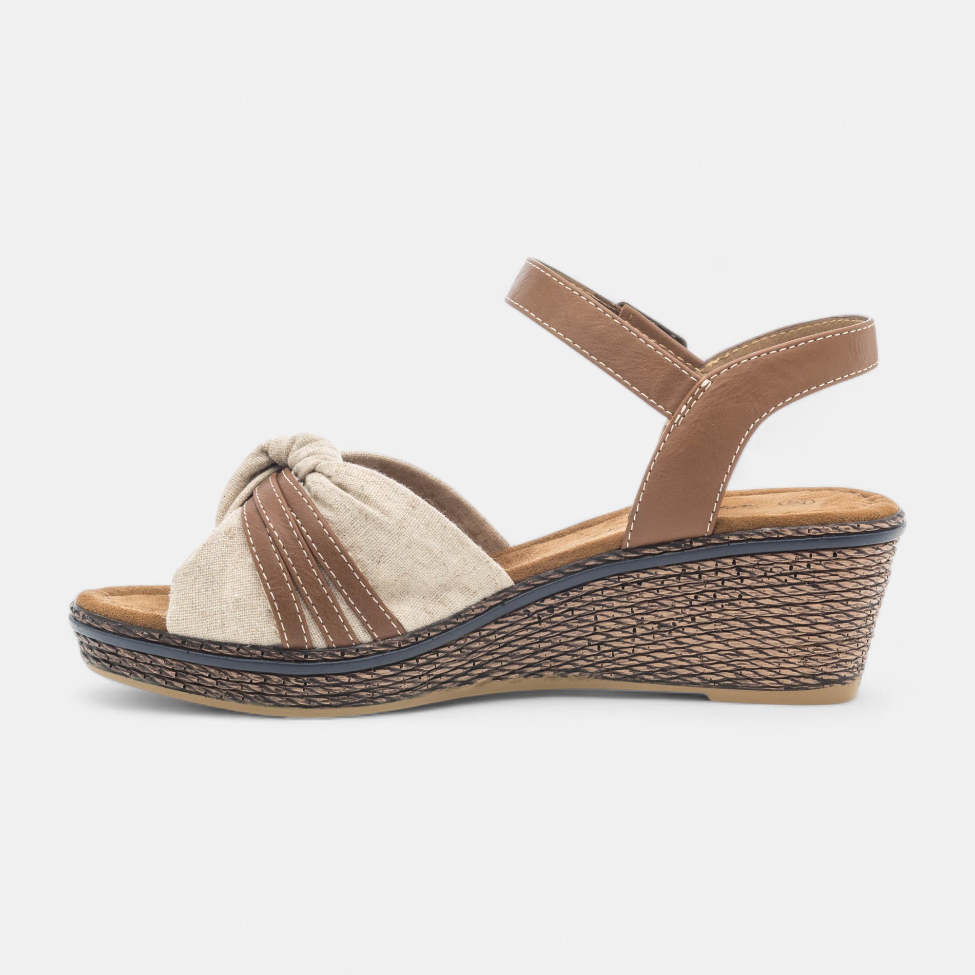 Sandales à talon compensé Femme beige