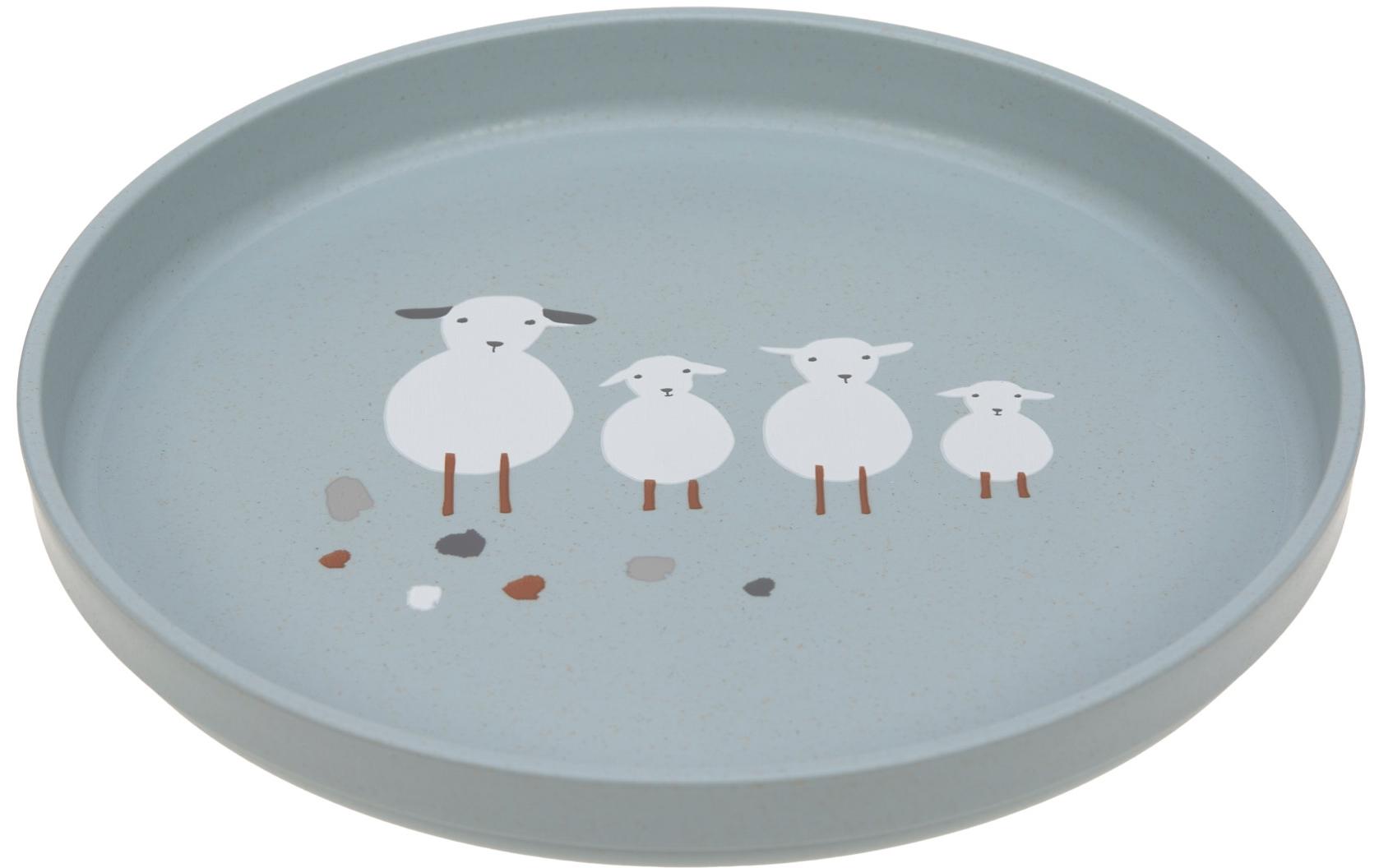 Kinderteller Tiny Farmer Sheep BlueRutschfester Teller für Kinder
