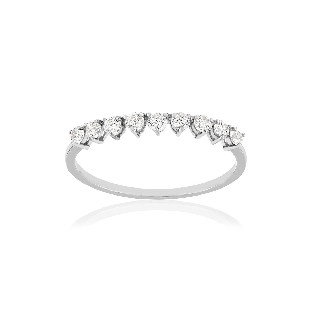Bague demi tour or 375 jaune zirconias blancs