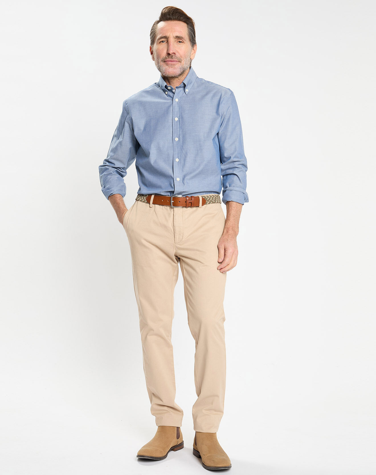 Hackett London Chemise Slim Fit effet denim bleue