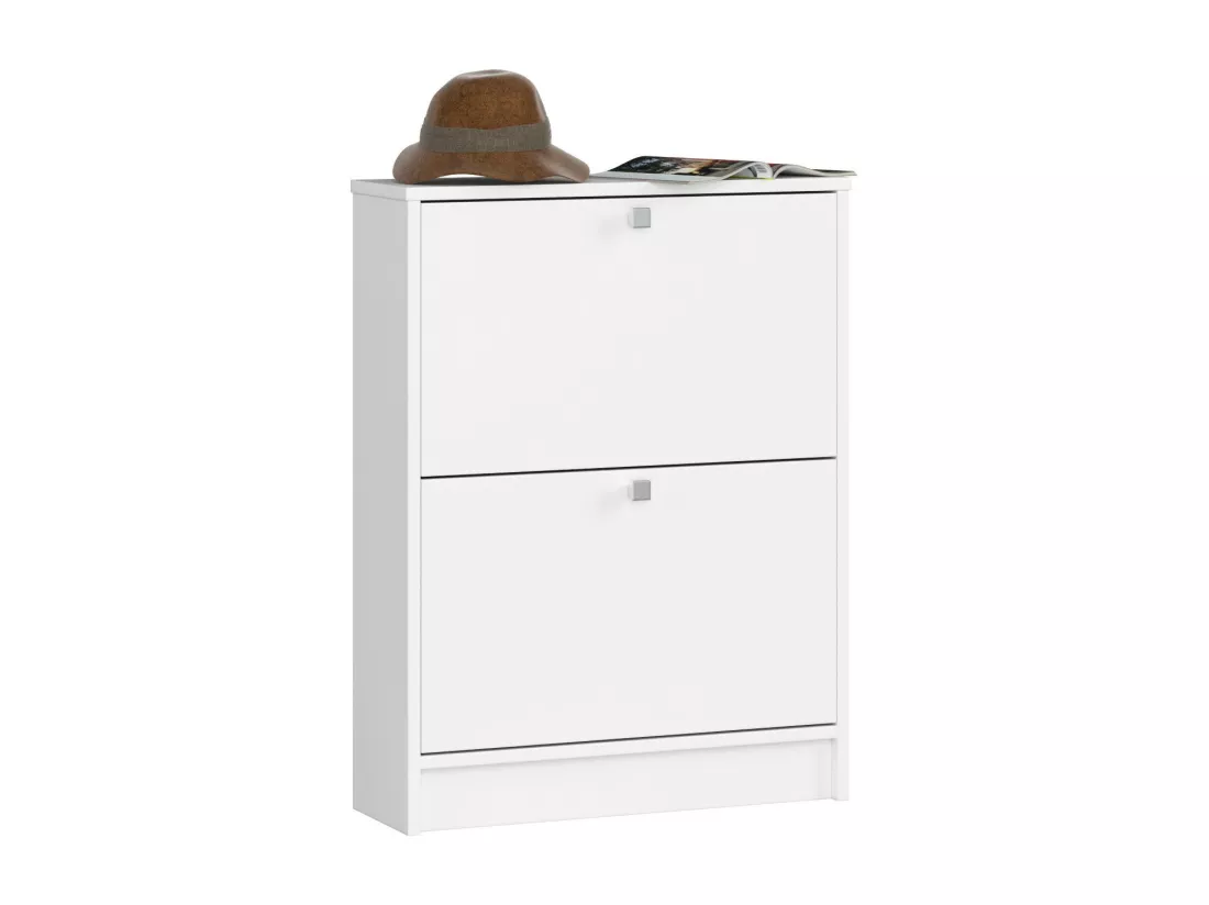 Meuble à chaussures AKORD Blanc 60 cm 2 portes façade Blanche 2 étagères 60x20x80 cm