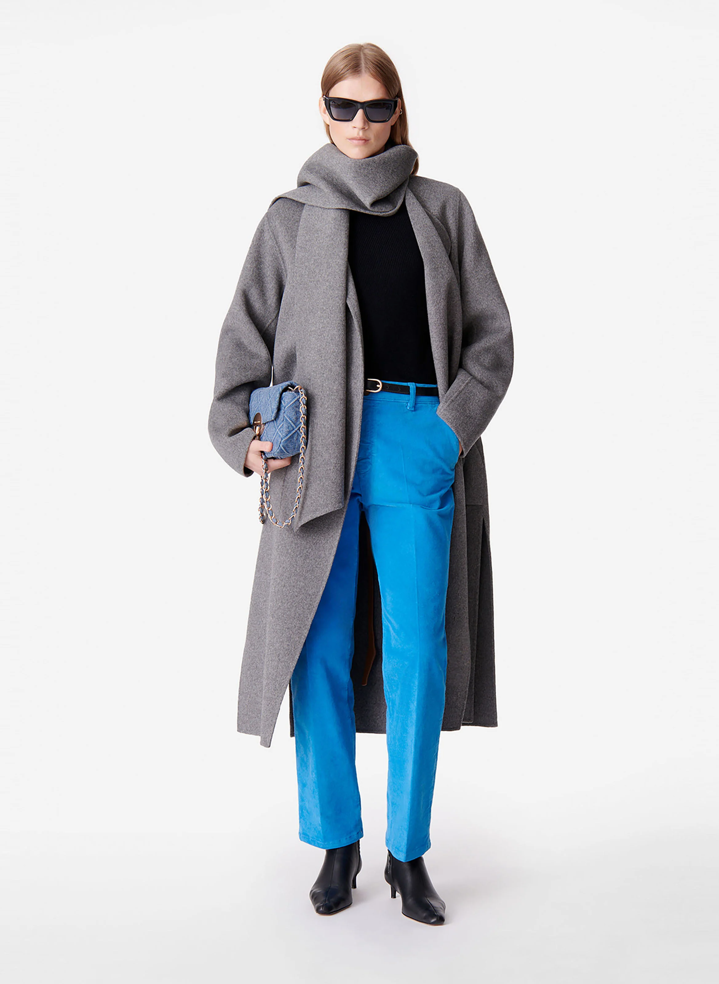 VALERAN - Manteau long en laine mélangée | Gris