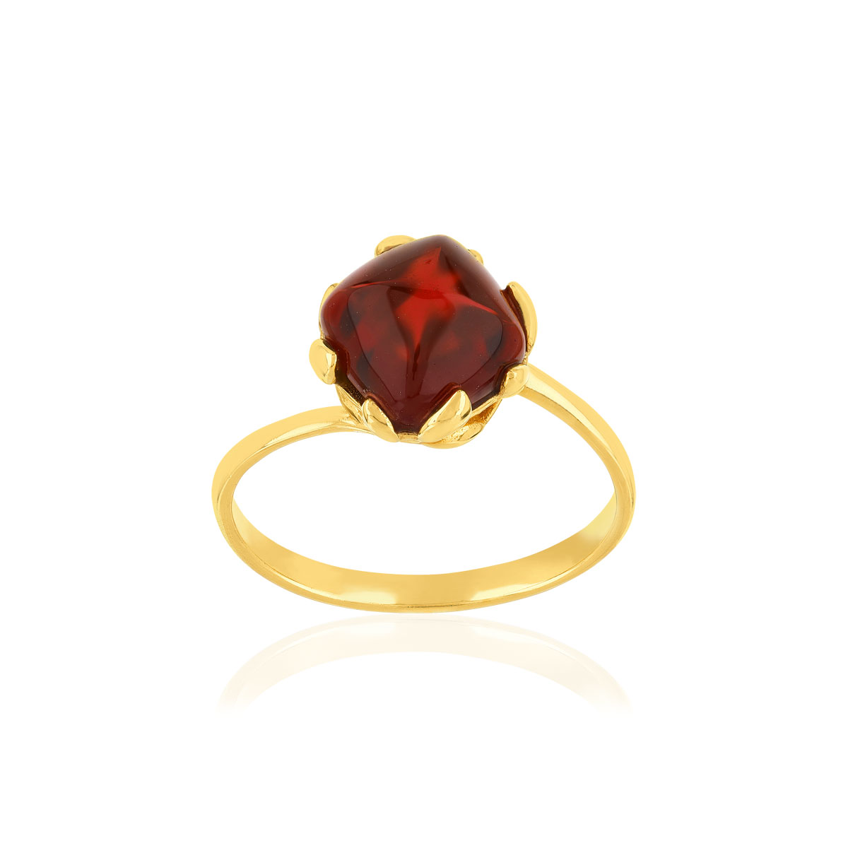 Bague or 375 jaune grenat