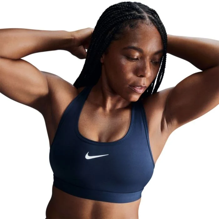 Nike Dame BH Swoosh Medium Support Bra Blå