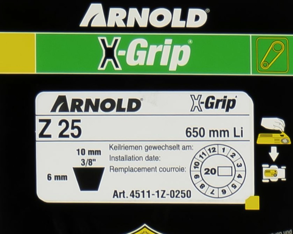 Courroie trapézoïdale x-grip v de type z 25