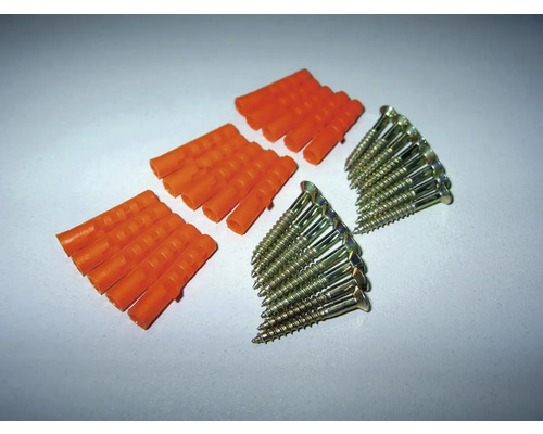 Schroeven 3 x 25 mm en deuvels 5 x 25 mm, blank verzinkt, voor zilveren profielen 250/270 cm (15 stuks)