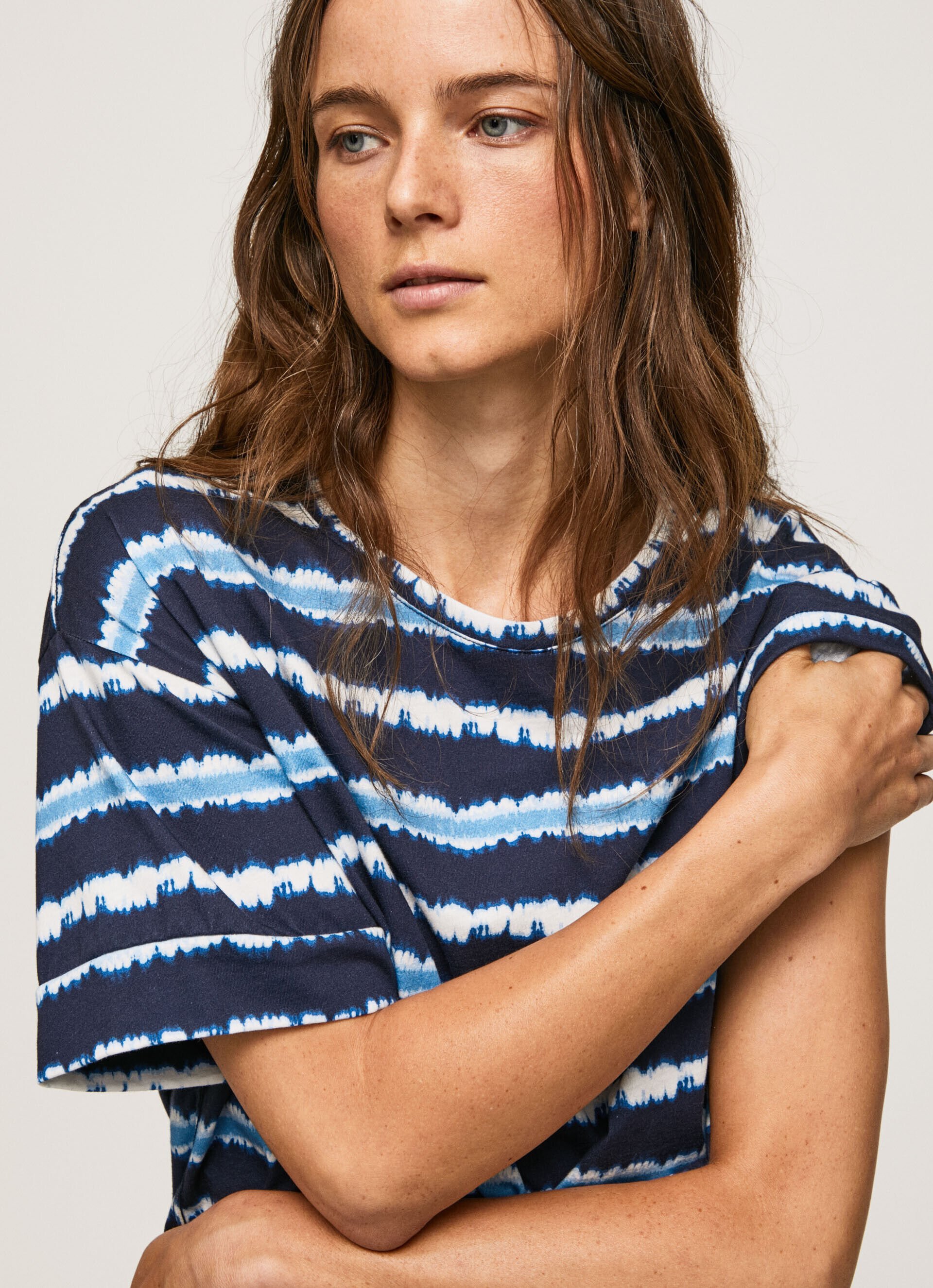 Camiseta de algodão com listras degradê - azul dulwich