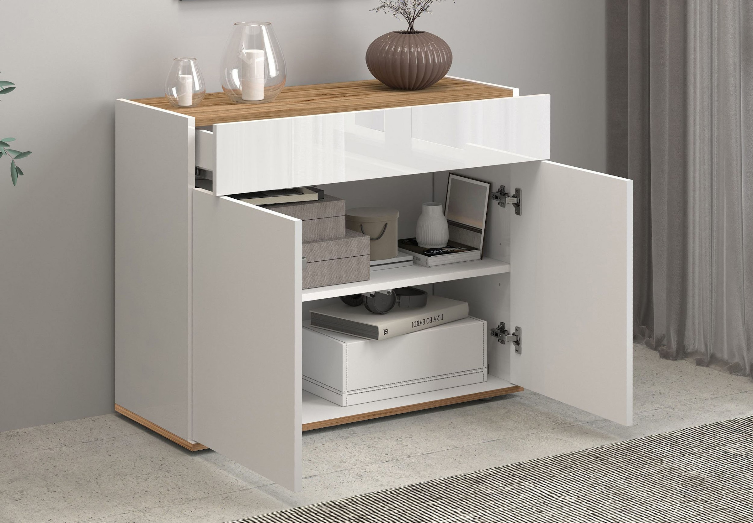 INOSIGN Sideboard »Garda, Kommode, Schrank, 2 Türen, 1 Schublade, Made in Italy« 2 Türen, 1 Schublade,grifflos  Breite 80,9 cm