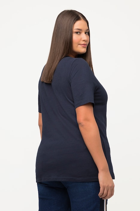 T-Shirt, Saumband, V-Ausschnitt, Halbarm