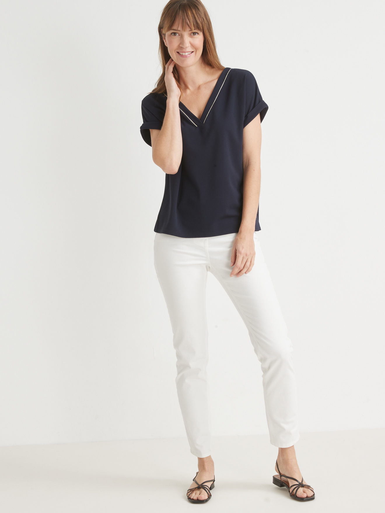 Tee-shirt V maille fluide