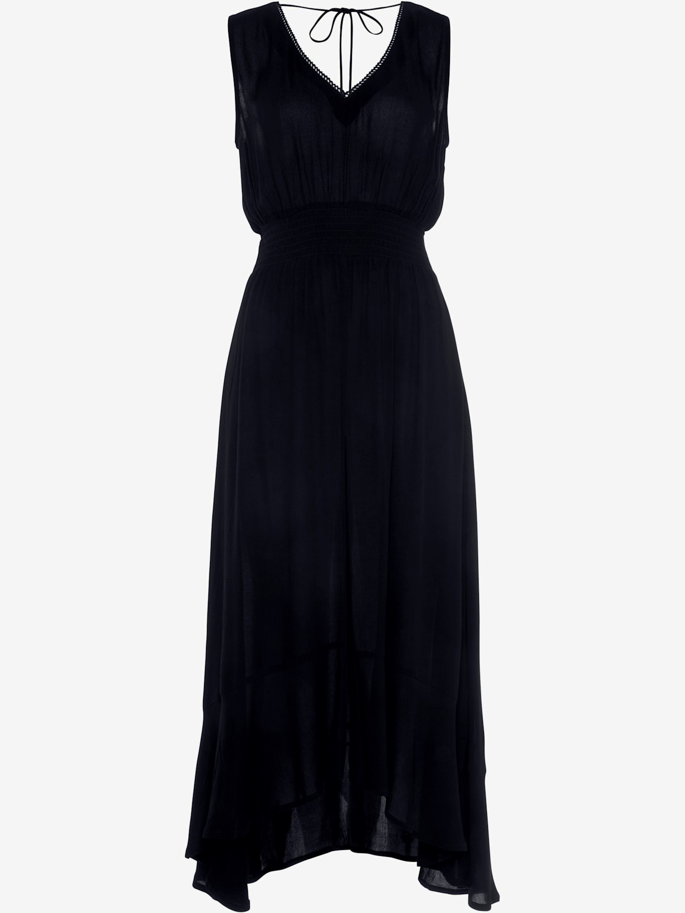 Robe longue discrète bordure en dentelle à l'encolure