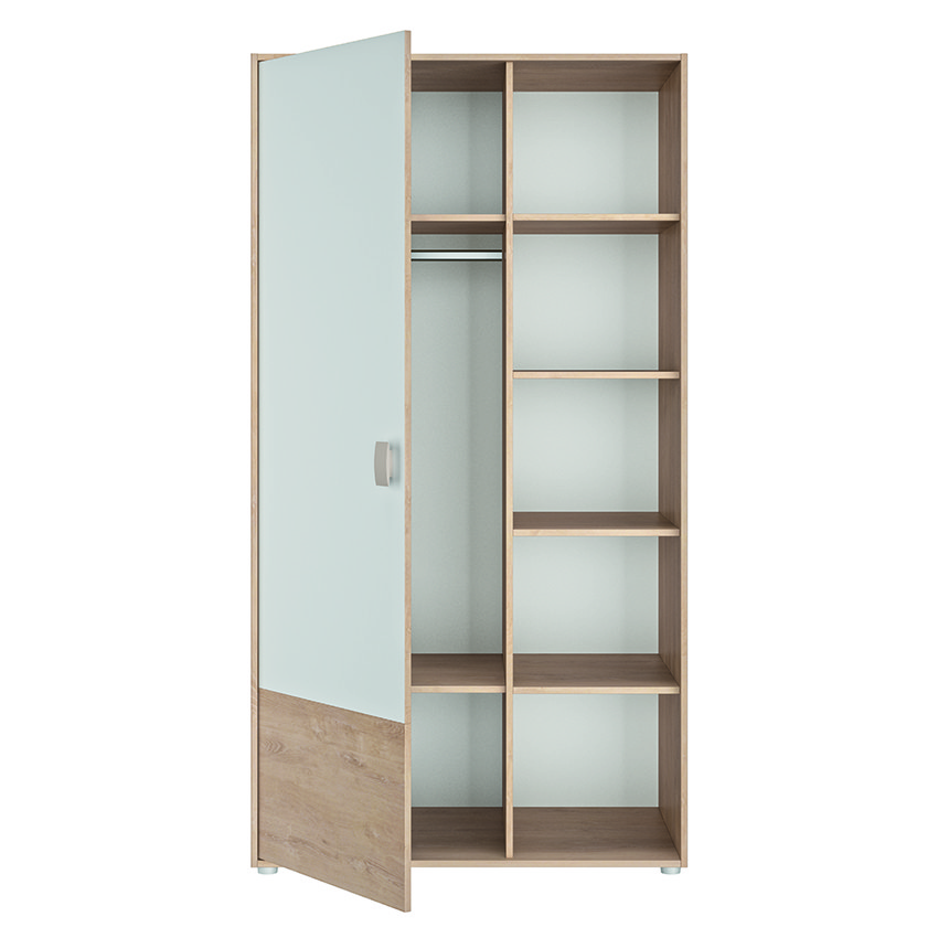Armoire 1 porte Emma - chêne blond et blanc