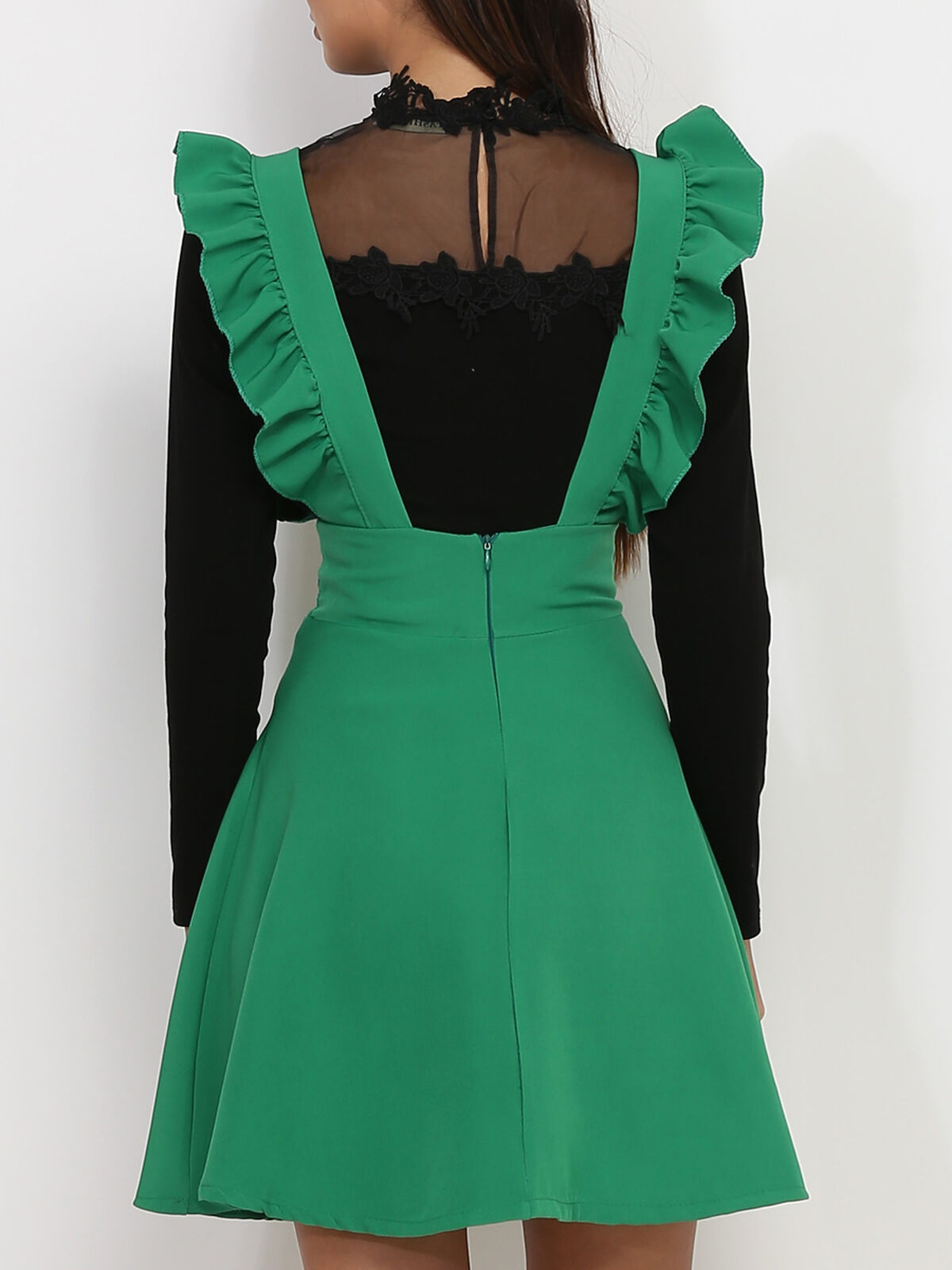 Robe chasuble à volants- Vert