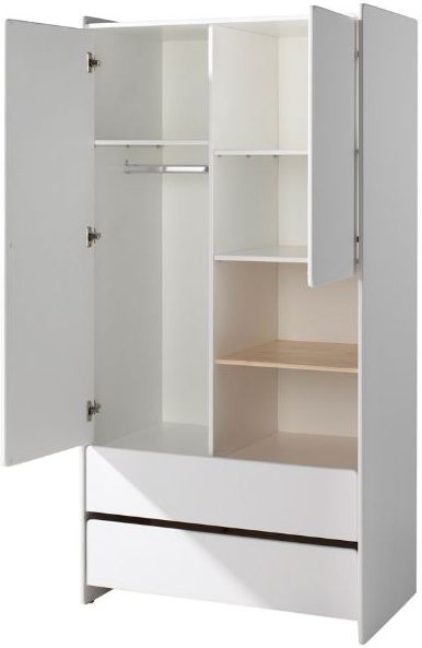 Kinderkamer Kiddy - Wit - Bed 90x200 cm - Nachtkastje - Kledingkast 2-deurs 90x55x180 cm