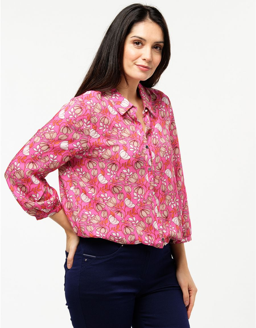 Blouse rose fleurie