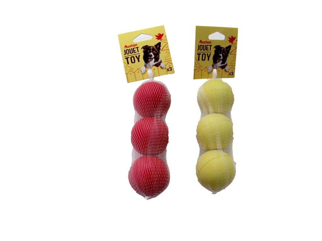 BOLA BORRACHA AUCHAN 3 UNIDADES 6CM CORES SORTIDAS