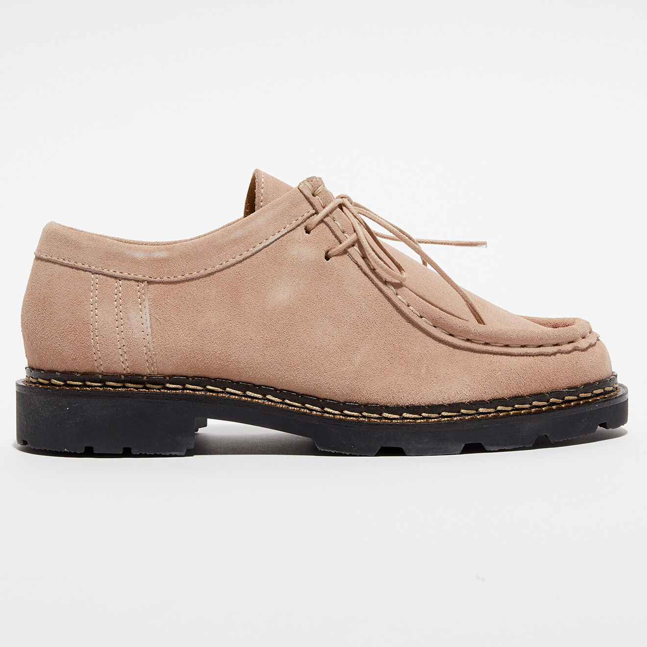 Apologie Studio Derbies en Velours de Cuir Loretta rose nude