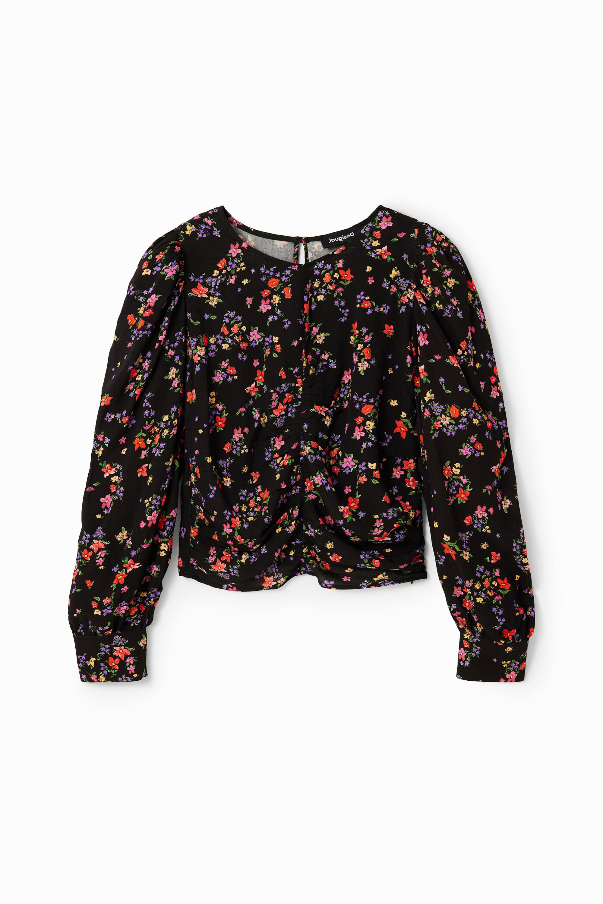 Blouse froncée fleurie