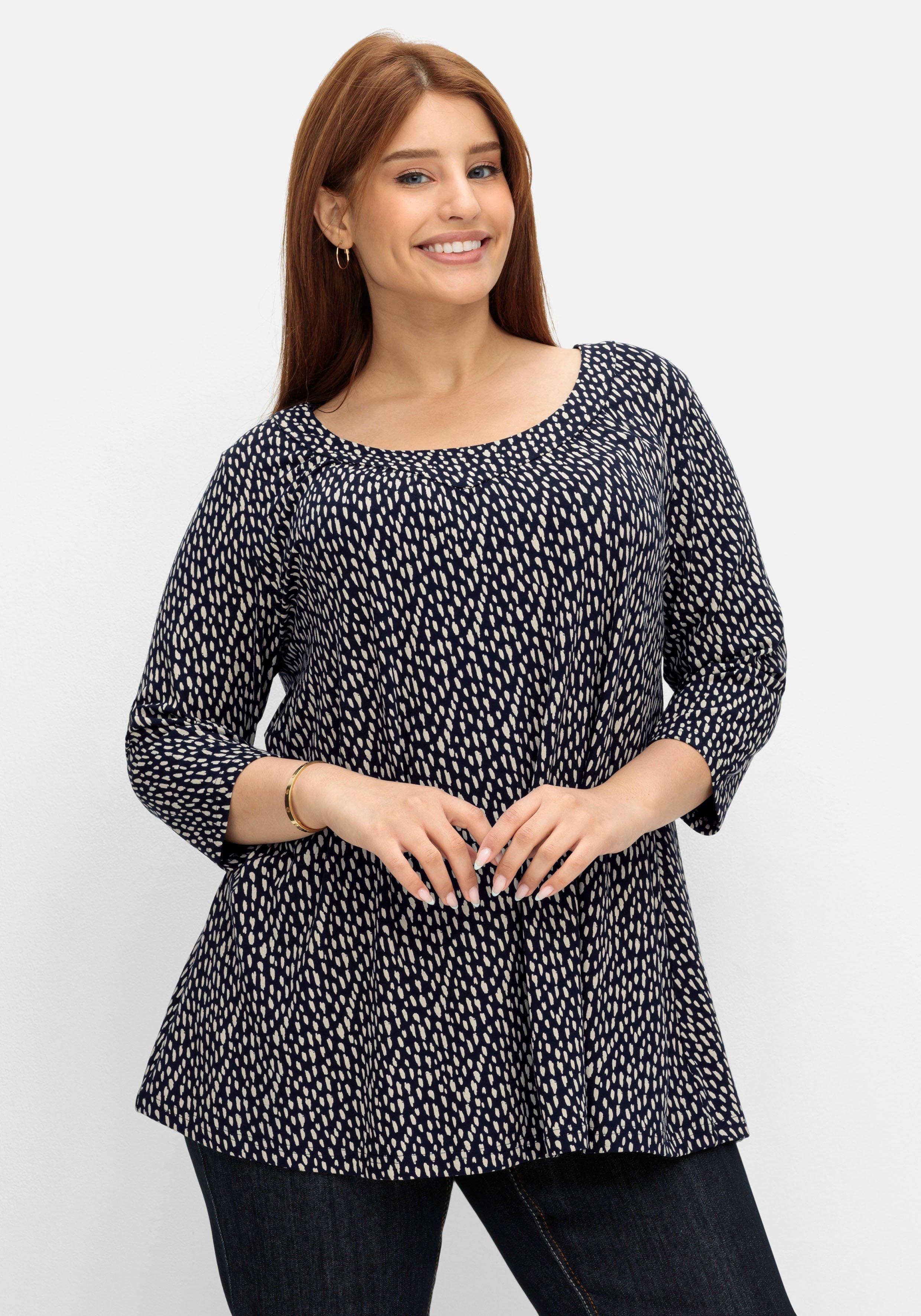 3/4-Arm-Shirt in Petite Passform, in weiter A-Linie