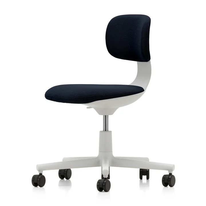 Vitra - Rookie Bürostuhl, soft grey / Volo nachtblau (Hartbodenrollen)