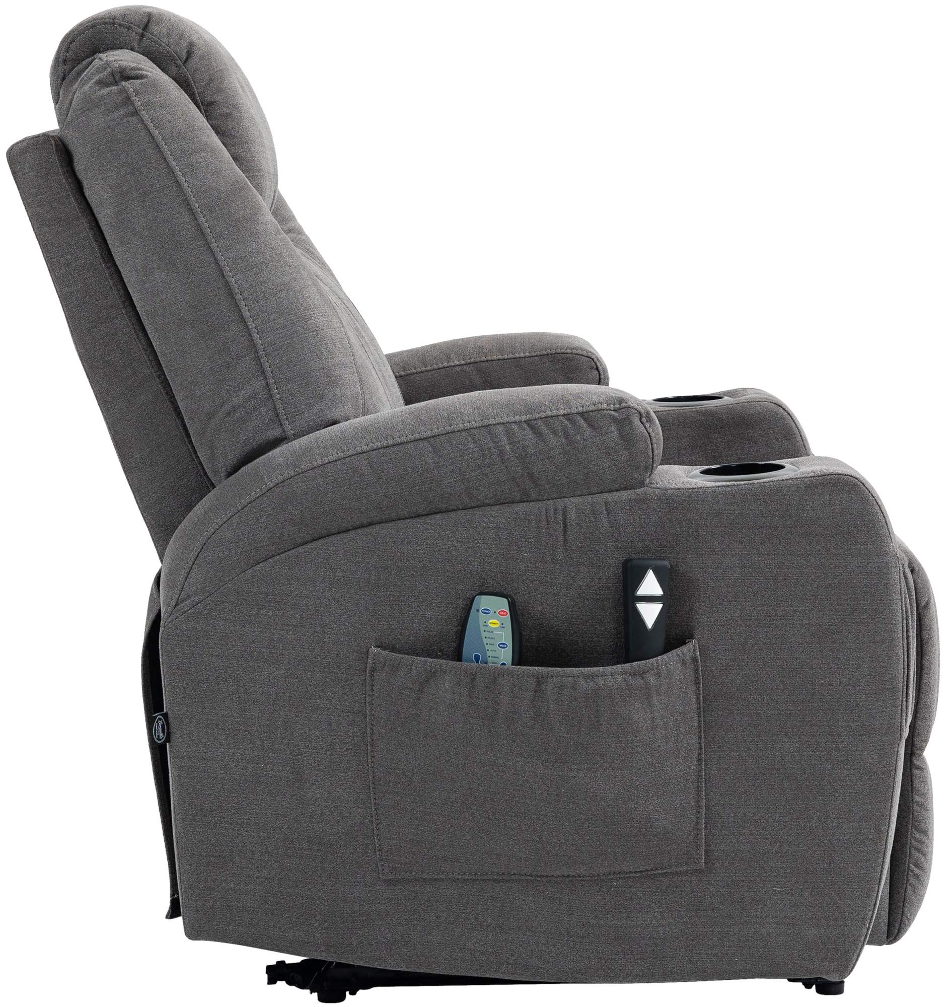 CLP Sessel Hepler Mit Massagefunktion I Verstellbare Rückenlehne Mit Fußstütze Und Getränkehalter I TV-Sessel Mit Wärmefunktion Und Remote
