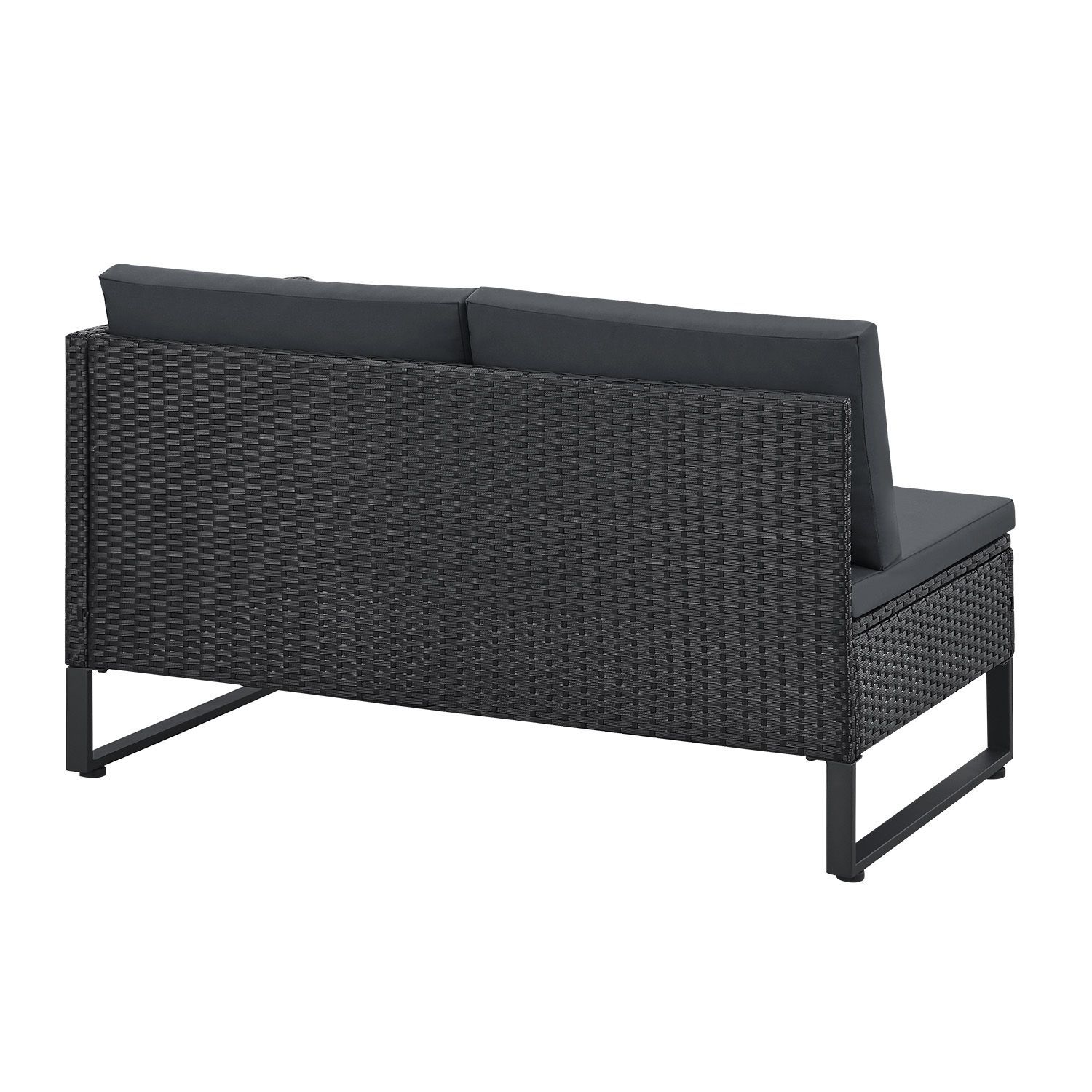 Juskys Polyrattan Lounge Santorini - Outdoor Sitzecke mit Beistelltisch & Auflagenbox - Schwarz
