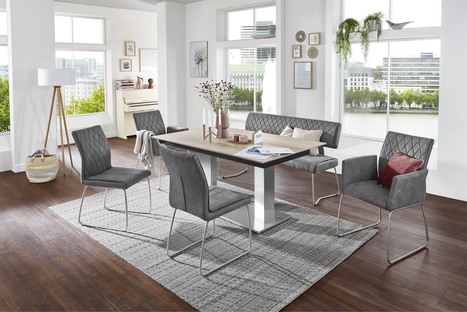 MONDO Bank MOKA I-KG ZINC edelstahl /hellgrau