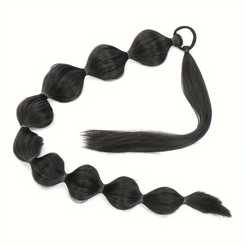 (76cm) Kunsthaar Bubble Ponytail Extensions Pferdeschwanz Haarverlängerung - Schwarz