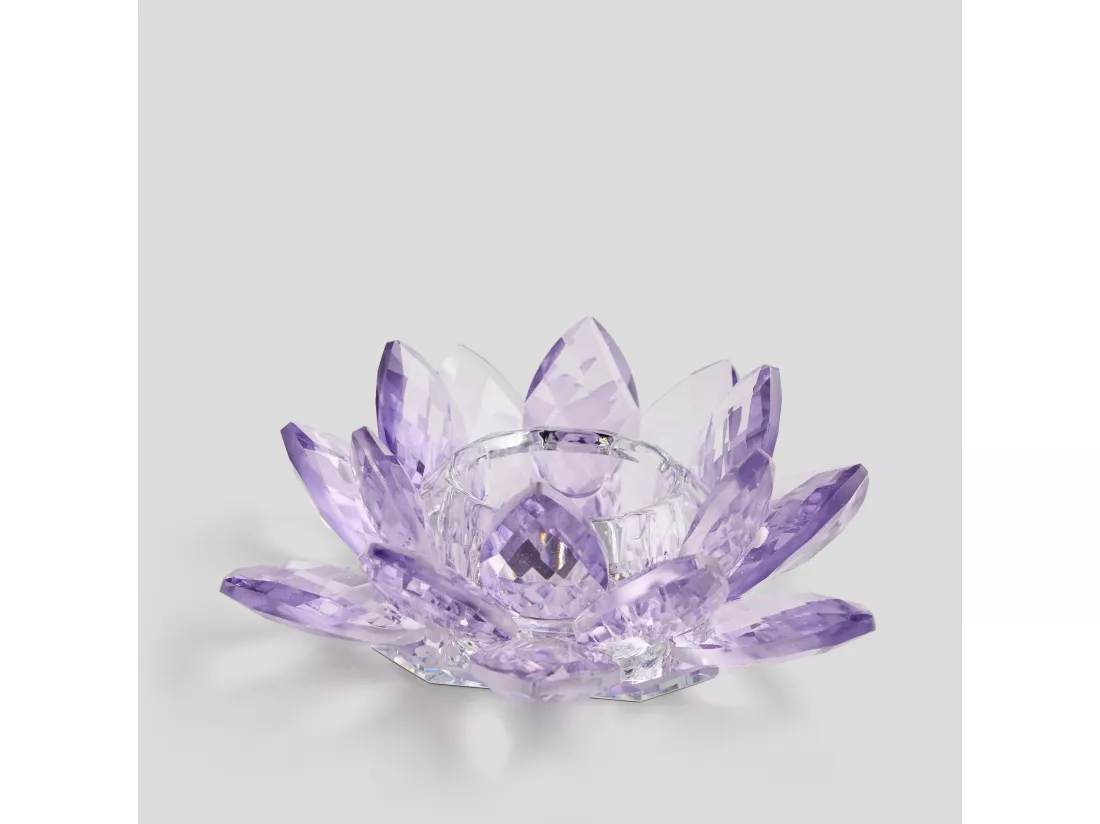 Bougeoir Cristal Shine Violet Clair 5 x 14